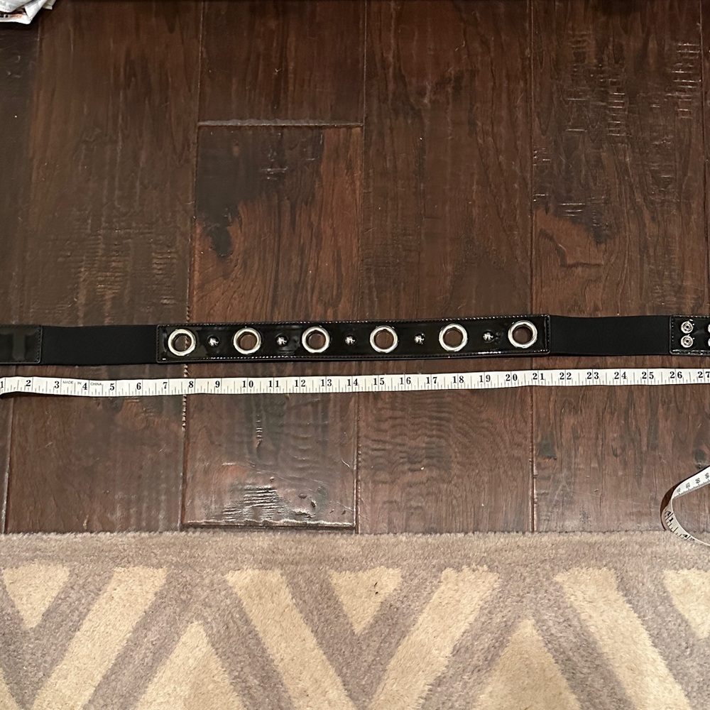 White House Black Market Black Belt with Silver Rings